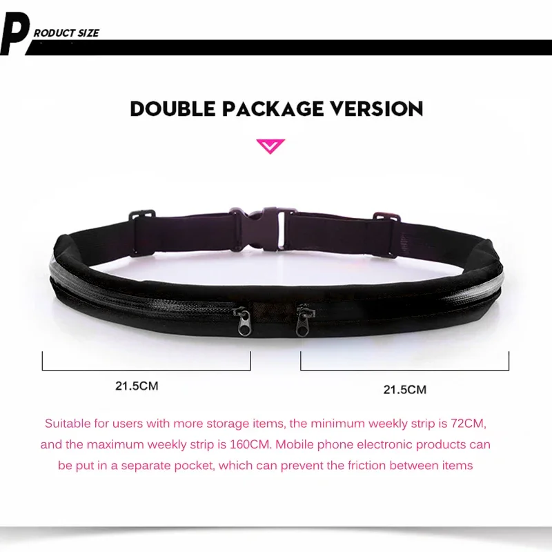 Waist Pack Double Pocket Waterproof Phone Belt Nylon Casual Small Bag Traveling Running Cycling Hiking Sport Traveling Shopping running waist bag waist bag phone waist bag