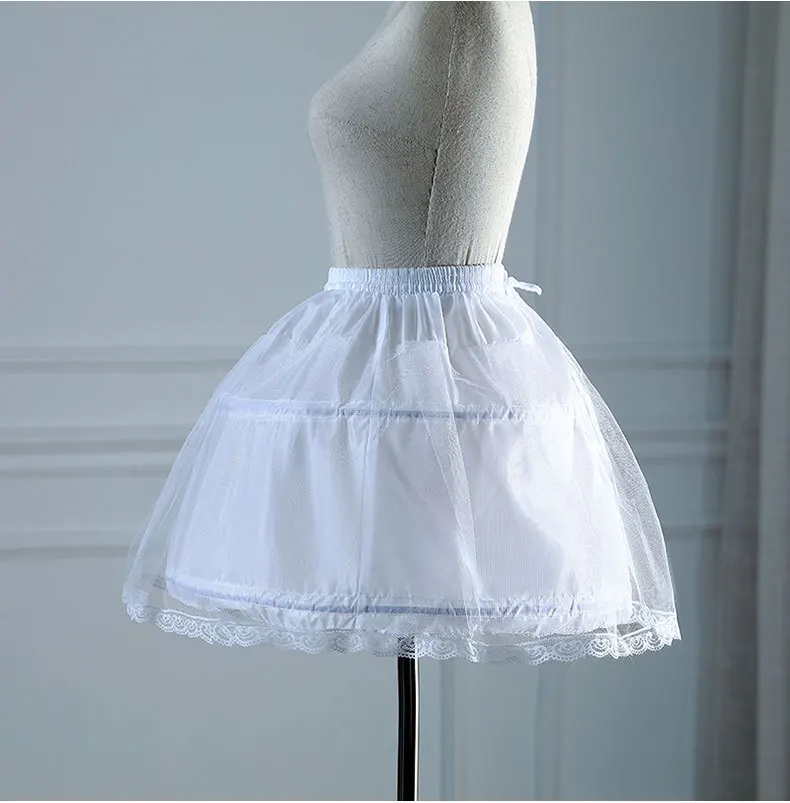 Petticoat skirt children girls 2 steel hoops white petticoat wedding gown underskirt elastic waistband A-line