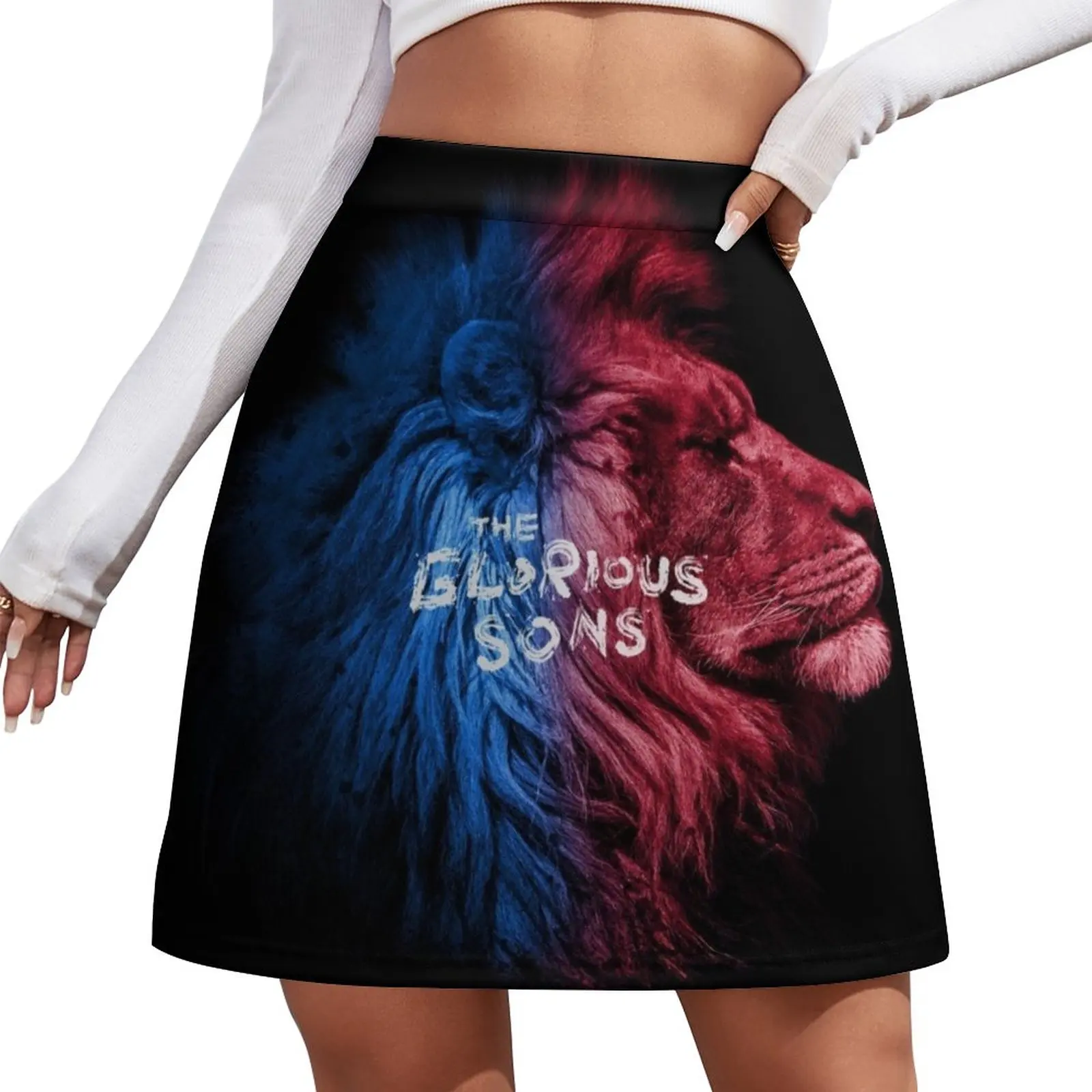 

BLUE AND RED LION Mini Skirt korean luxury clothing Korean skirts