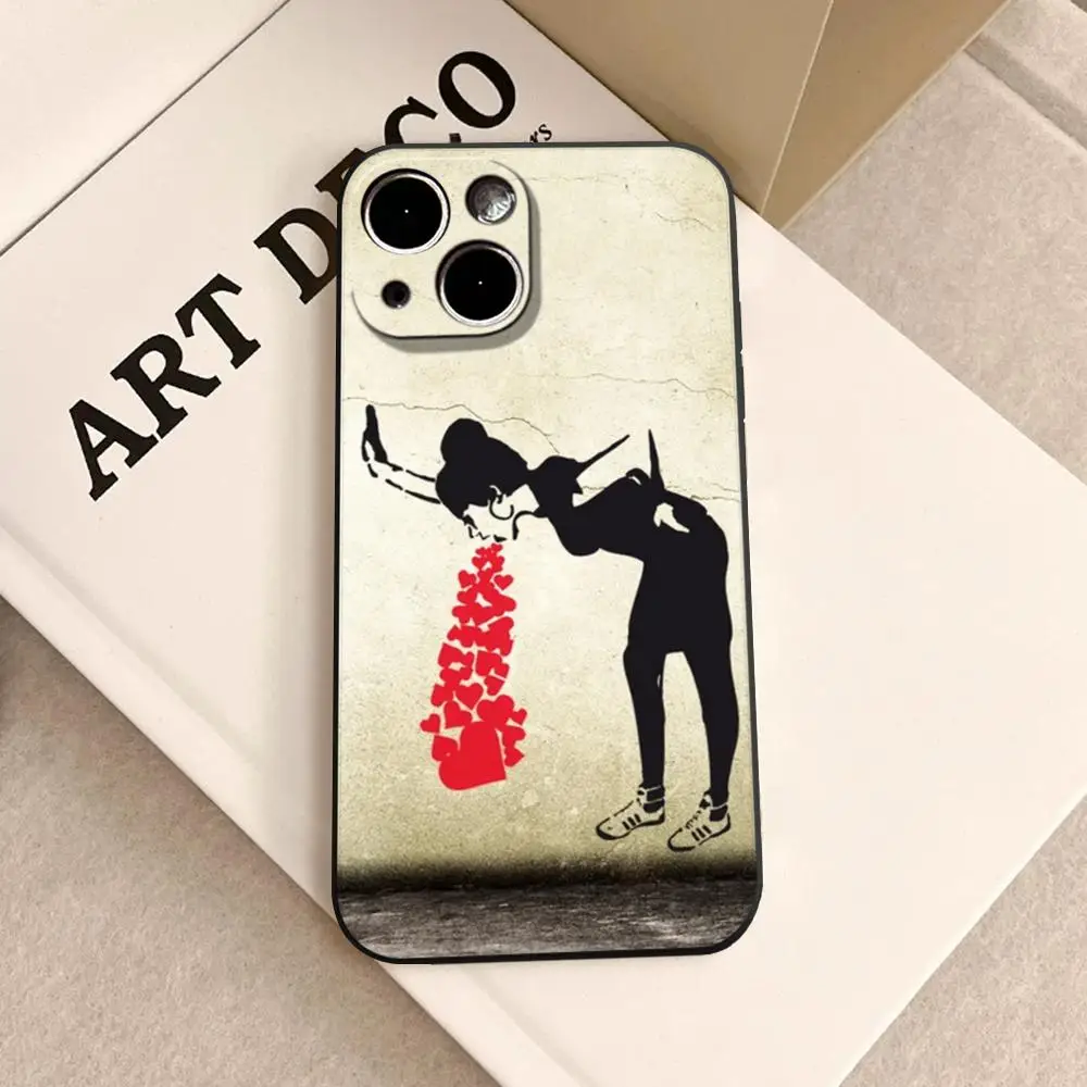 Banksy Girl With Red Balloon Street Art Black Soft Phone Case