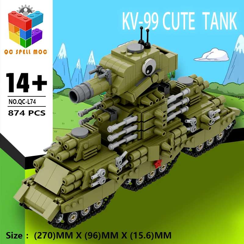 Qicai Creative MOC World War II Tank World KV6KV88KV45GT Giant