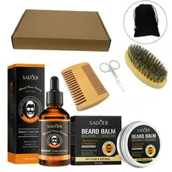 Ultimate Beard Growth & Care Kit for Men - Essential Oil, Moisturizing Wax, Growth Roller, Comb, and Styling Scissors (Beard care kit)