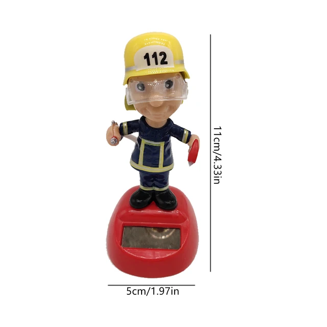 Solar Car Decoration Firefighter Shaking Head Doll Car Accessories Solar Powered Dancing Toy Home Tabletop Ornaments 6