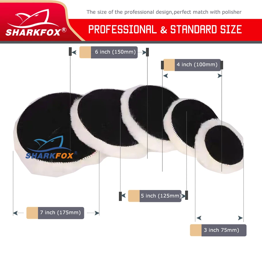 Sharkfox Wool Polishing Disc 80-180mm Heavy Cutting Pad Wool Polishing ing Pads High Density Lambs For Polisher Waxing