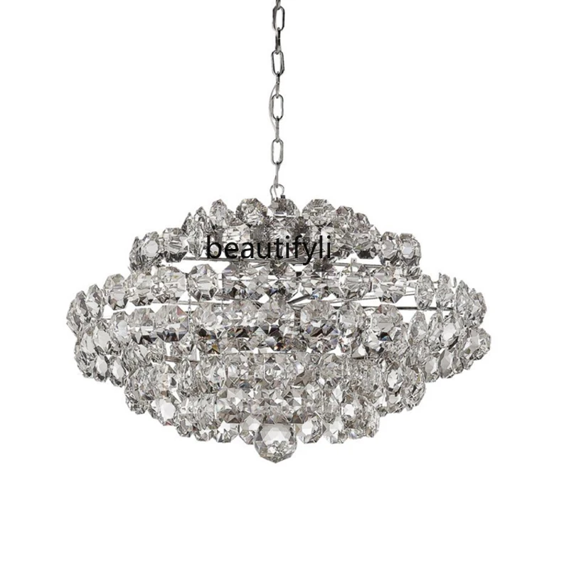 

Modern Minimalist Living Room Dining Room Bedroom Light round Designer American Style Luxury Villa French Crystal Chandelier