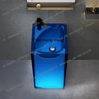 อ่างล้างหน้าเรซิ่นใสทรงเสา แบบตั้งพื้น สำหรับห้องน้ำ ระเบียง 4