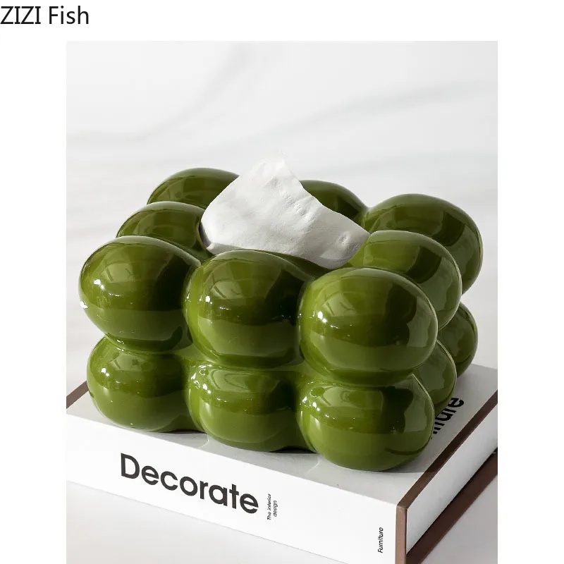 Green Bubbles Tissue Box Dining Table Napkin Holder Paper Towels Removable Tissue Boxes Cotton Candy Shaped Paper Towel Case 3