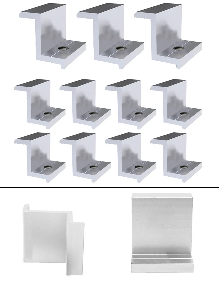 Solar Photovoltaic Brackets Aluminum-Alloy Clamp For Solar Module Panel Racking Mounts Accessories PV End Clamps 10Pcs solar panel clamps