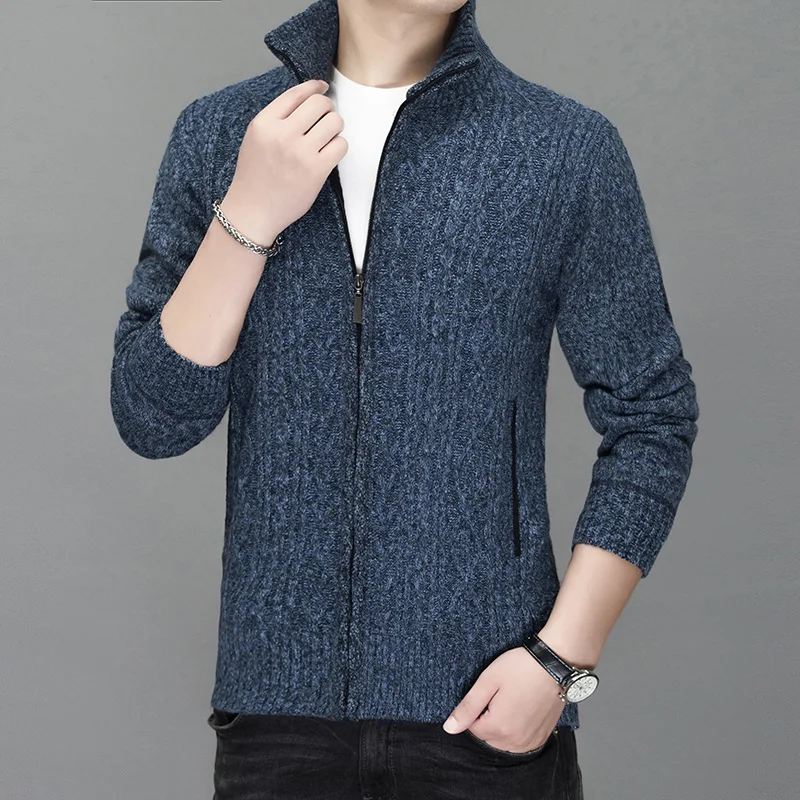 2025 Thick Warm New Fashion Brand Sweater Cardigan For Men Slim Fit Jumpers Knitred Winter Korean Style Casual Mens Clothes 3