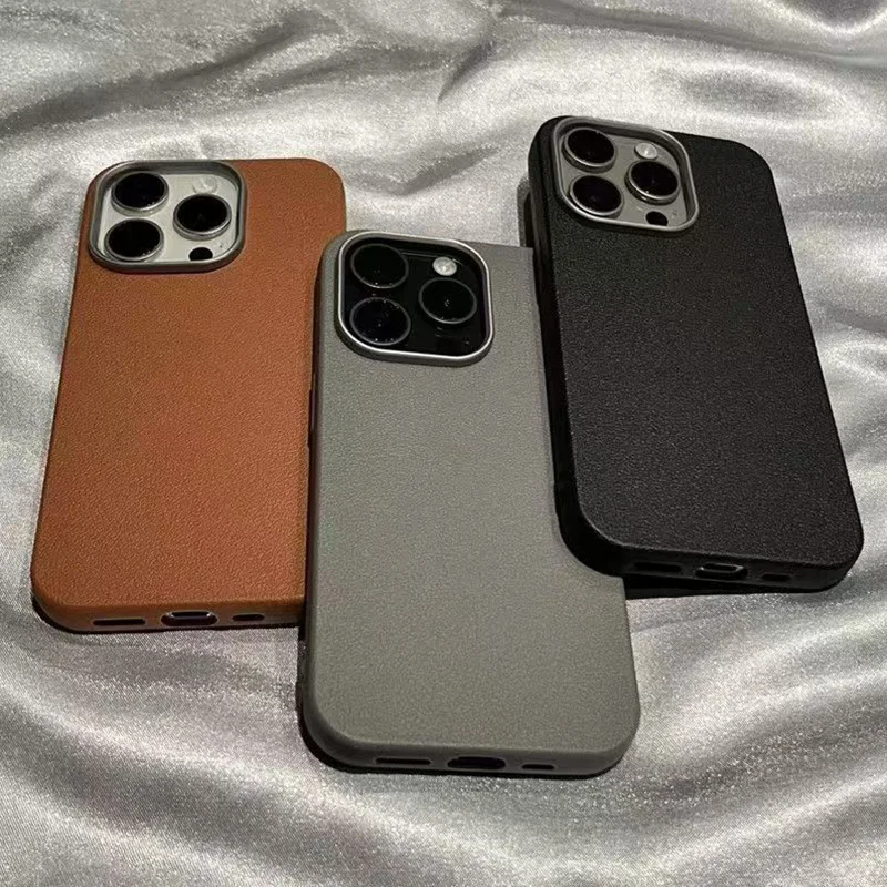 Matte Litchi Texture Leather Soft Shockproof Silicone Case