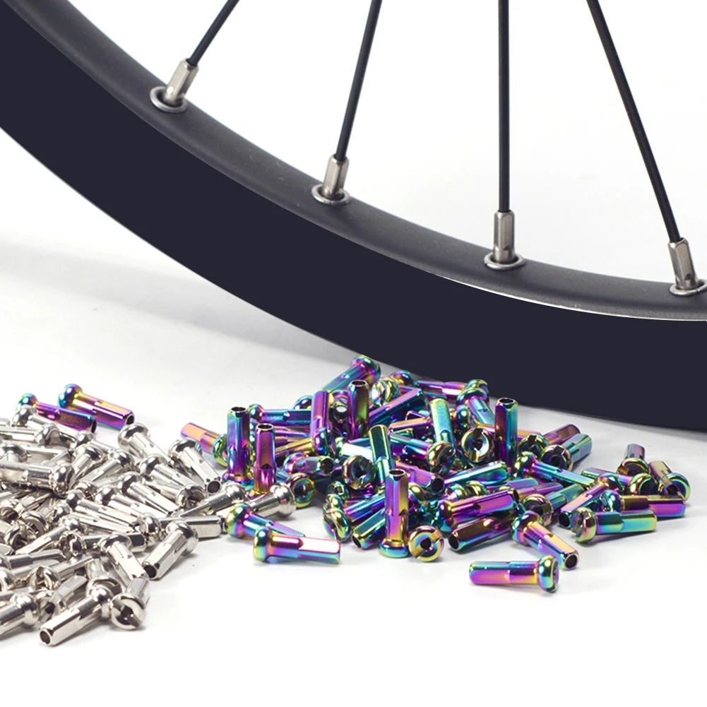 Bicycle Parts Bike Spokes Nipples 50pcs Bicycle Spoke Nipples MTB Road Bike Wheel Cap End Tip Lightweight Spoke Hats Replacement Cycling Accessories
