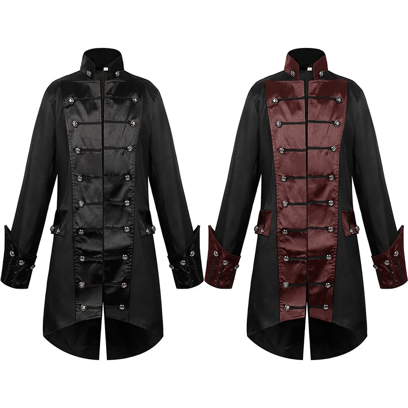 

Medieval Cosplay Men's Jacket Open Stitch Vintage Man Trench Coat Victorian Steampunk Gothic Clothing Halloween Costume