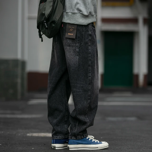 Cargo denim jeans in washed colors