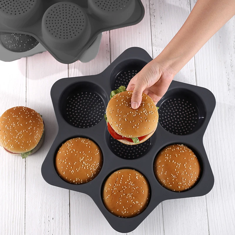 French Bun Mold Food Grade Silicone Cake Molds Toast Tray Brownie Dessert Cake Moulds Kitchen Baking Tools Muffin Bakeware