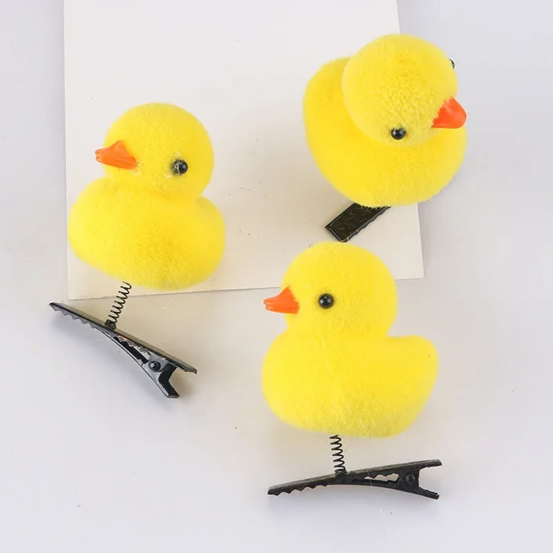 Jewelry Accessories Hair Accessory Hair Clip 10/20/50/100Pcs/Lot Cartoon Funny Children 3D Little Yellow Duck Plush Hairpin Fashion DIY Duckbill Clip Accessories Party Gifts