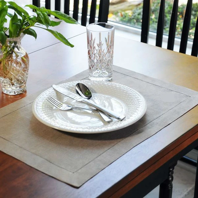 12 pièces tapis de Place couture serviettes en coton tapis de Table blanc beau tapis de dîner en lin naturel tissu serviette tapis de Place 5