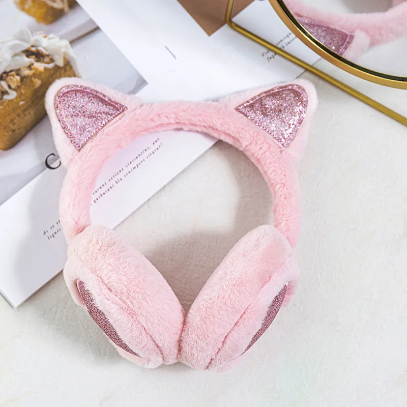 Cute Cat's ears love Ears Winter Warm Earmuffs For Girls Ear Protection Plush Thick Soft Earmuffs Protect Ears Warm
