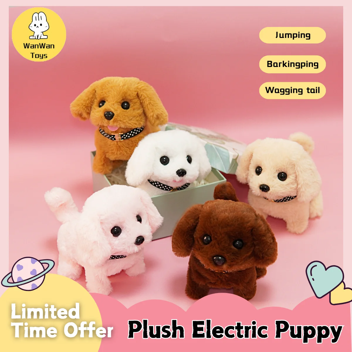 Realistic Plush Simulation Intelligent Puppy Children's Toy Walking Barking Electric Machine Pet Dog Toddler Christmas Gifts