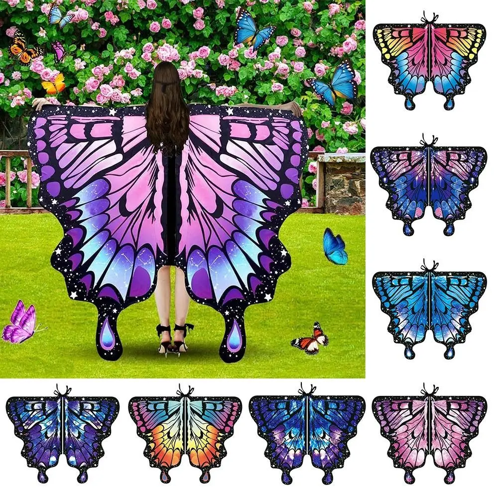 

Butterfly Wings Shawl Colorful for Adult Girl Halloween Fairy Cape For Festival Party Dress Up Cloak Carnival Costume Accessory