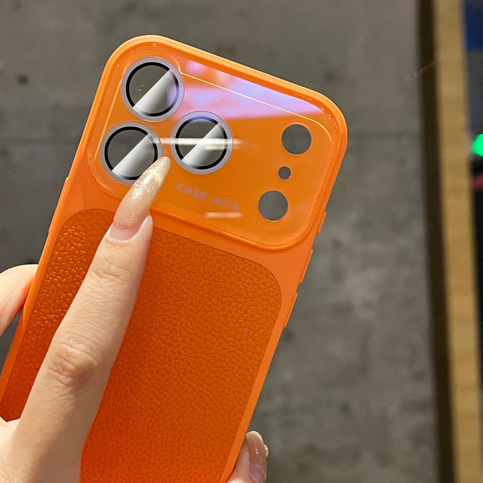 Leather Phone Case with Big Window & Shockproof Camera Protector Cover