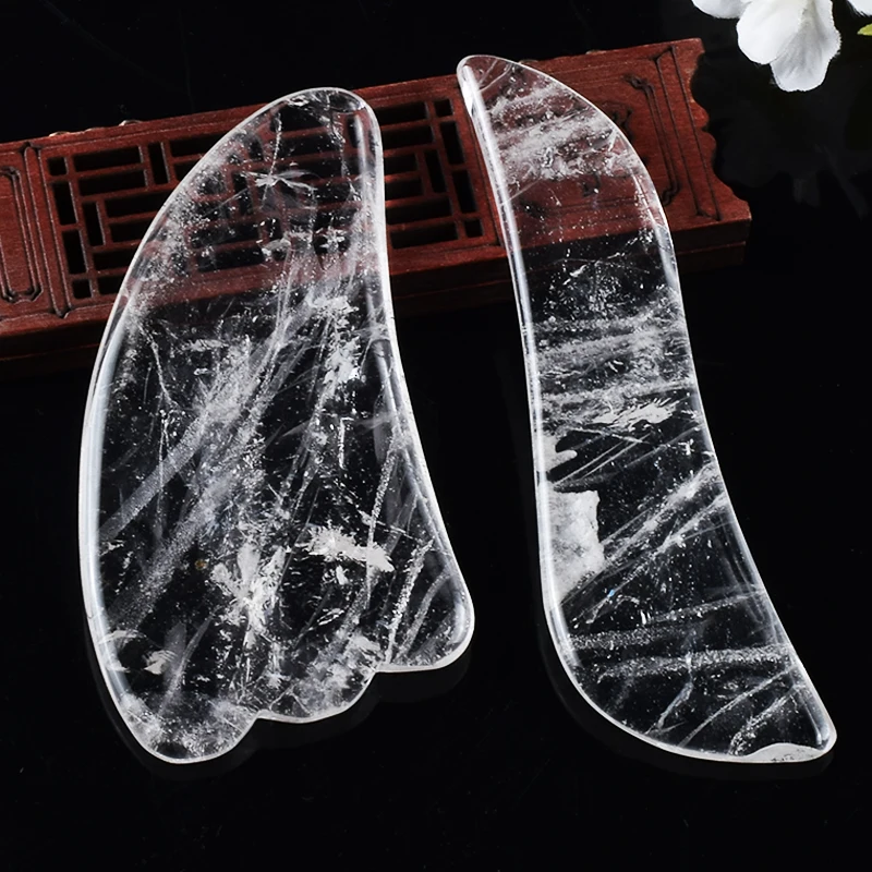 

Natural White Crystal Gua Sha Board Massage Facial Gouache Scraper Jade Stone Skin Care Massager Beauty Health Eye Neck Lift SPA