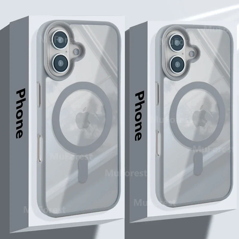 Acrylic Phone Case For iPhone 16 15 14 13 12 11 Pro Max Plus For Magsafe Transparent Clear Magnetic Wireless Hard Cover funda