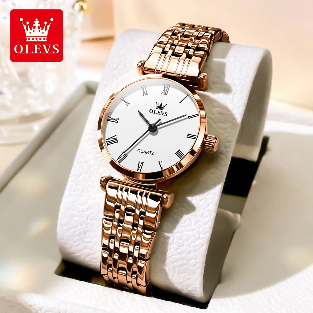 OLEVS Brand 2024 New Fashion Women Simple Quartz Watch Luxury Stainless Steel Strap Waterproof Womens Watches Relogio Feminino