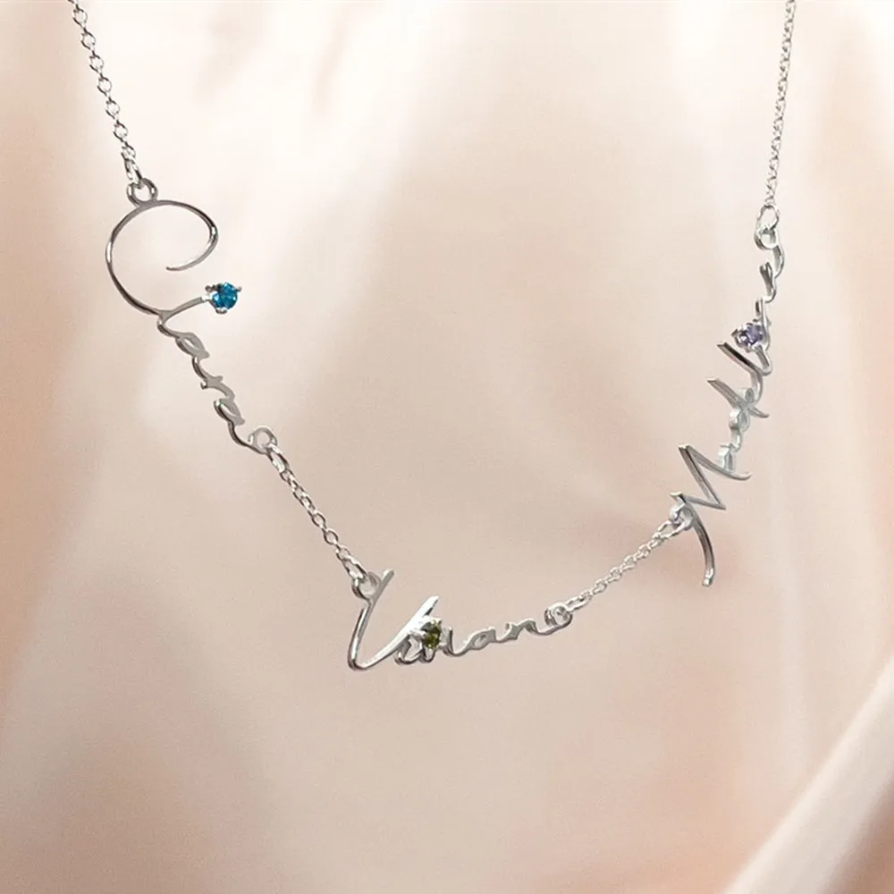 

Custom Name Necklace For Women Stainless Steel Jewelry Customized Birthstones Collares Para Mujer Personalized Gift