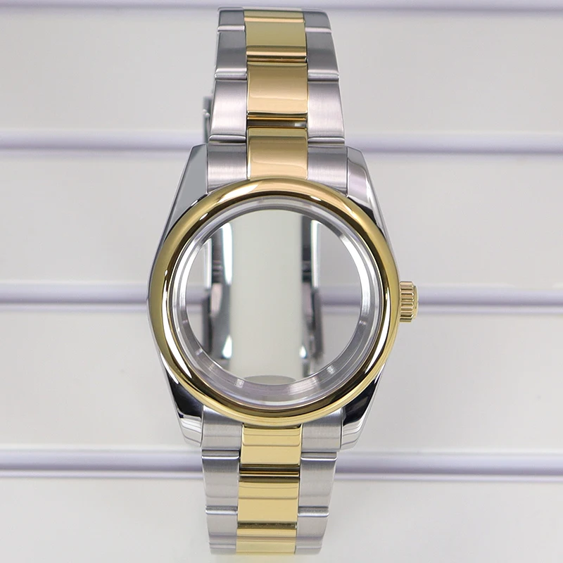 Gold Silvery Luxury Watch Case with Sapphire Accents