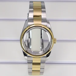 Gold Silvery Luxury Watch Case with Sapphire Accents for 36mm Miyota 8215 (Glass bottom cover2)