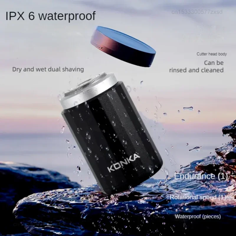 Youpin KONKA Mini Portable Electric Shaver Mini Portable Waterproof Shaver Rechargeable Double Blade Head Powerful Fast Cleaning 5