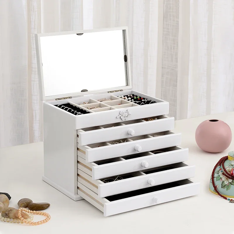Wood Drawer Jewelry Box Organizer for Ring Necklace Jewelry Boxes Storage Women Bracelet Earrings Tray Separators 2