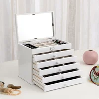 Wood Drawer Jewelry Box Organizer for Ring Necklace Jewelry Boxes Storage Women Bracelet Earrings Tray Separators 2