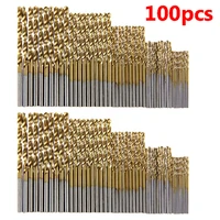 Forets revêtus de titane HSS, ensemble d'outils en acier rapide, outils électriques de qualité, 100mm, 1/1mm, 2/2mm, 3mm, 50 pièces 6
