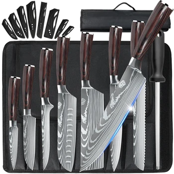 8pcs Kitchen Knife Damascus Stainless Steel Chef Knife Utility Paring Boning Cleaver Slicing Santoku Knives With Nylon Bag 1