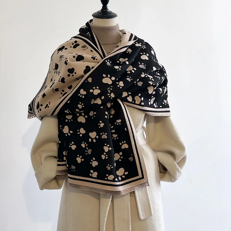 Luxury Brands New Two-Sided Jacquard Scarf Cashmere Soft Warm Fringe Pashmina Shawl Winter Coldproof Windproof Blanket Scarf