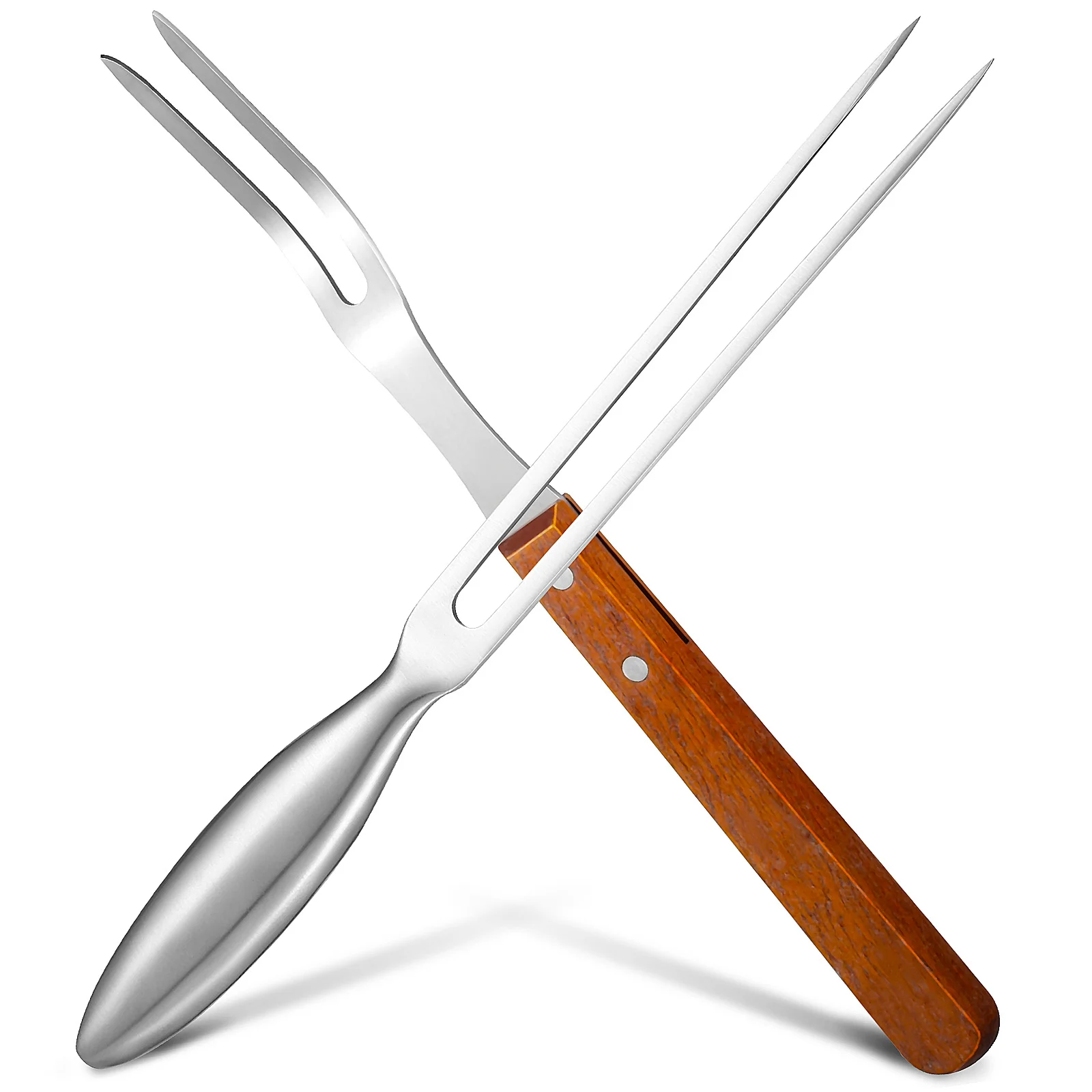 

Stainless Steel Carving Fork Roasting Stick Barbecue Meat Fork With Wooden Handle BBQ Tool Outdoor Barbecue Supplies