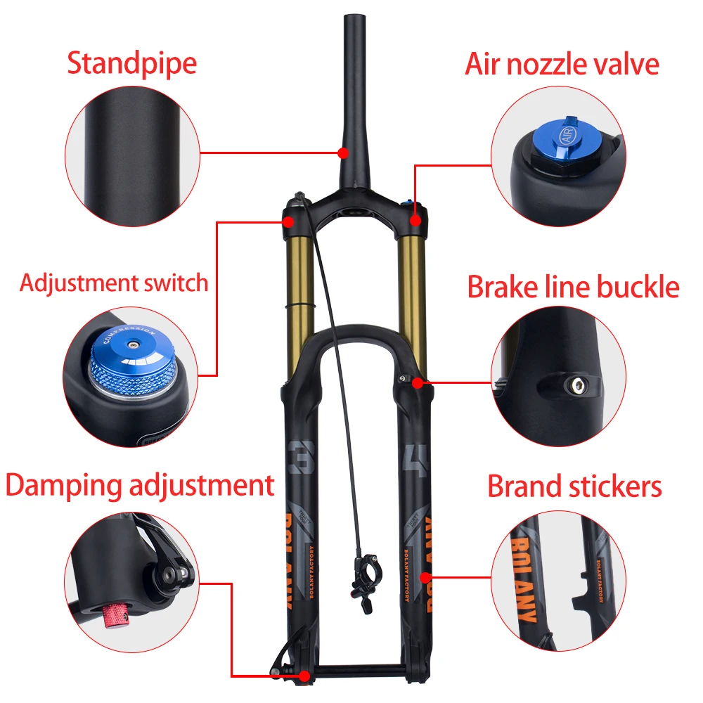 Fourche VTT Suspension Inversée - Boost 15x110mm - Débattement 160mm - 26/27.5/29" - Neuve