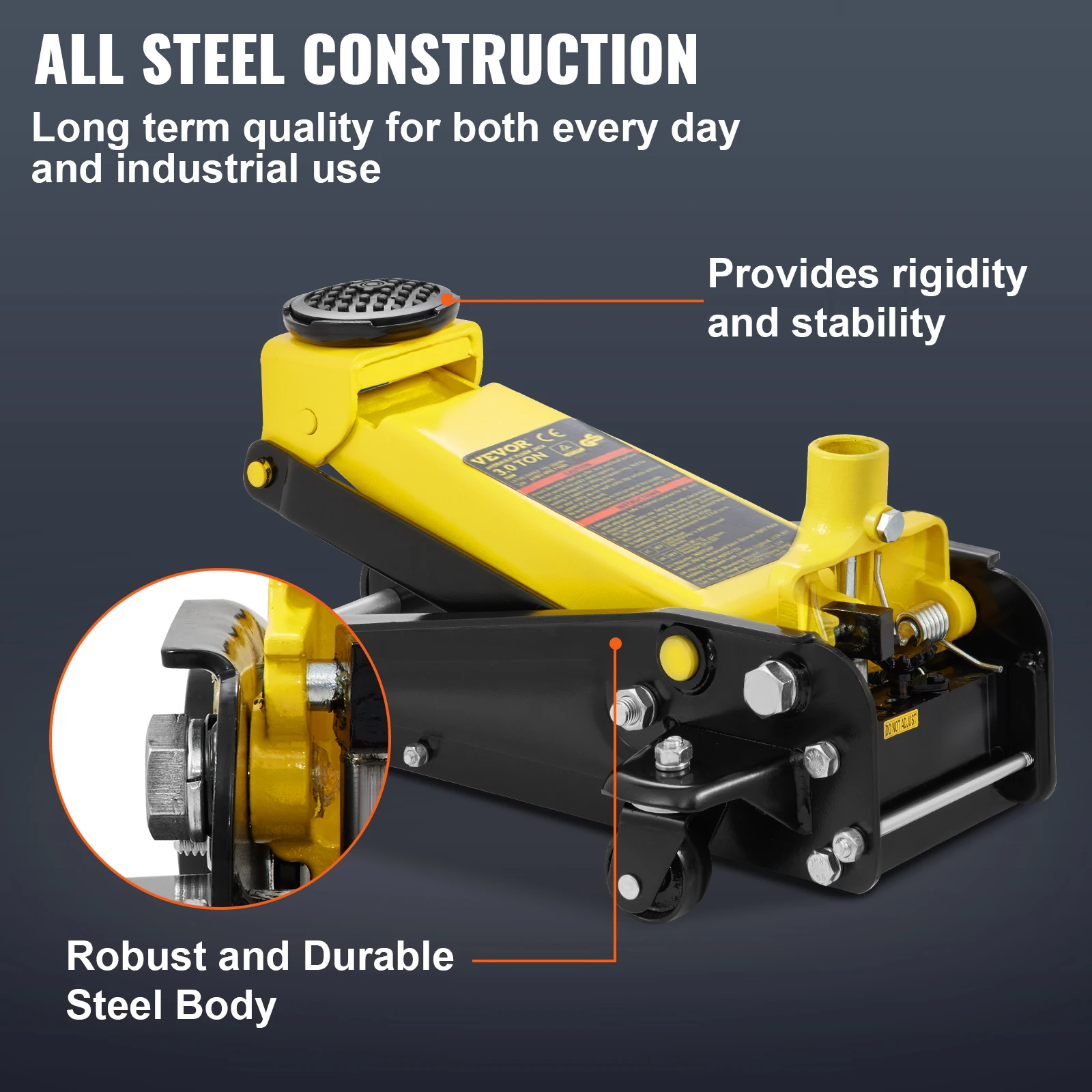 VEVOR Car Jack 3 Ton Floor Jacks Heavy-Duty Steel Racing Jack W/ Single Pistons Quick Lift Pump Tire Change Lifting Repair Tool