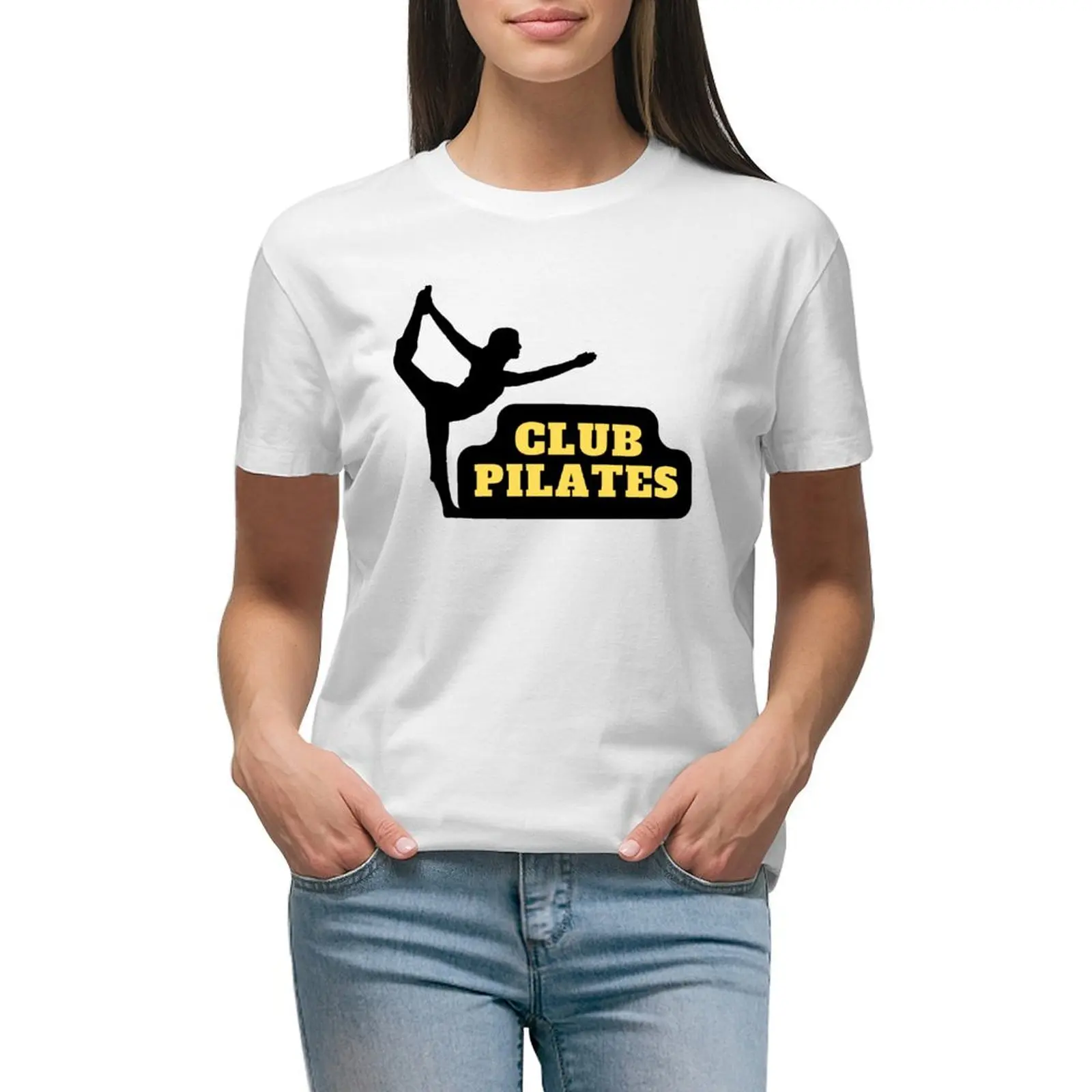 

Club Pilates Gym Sticker T-shirt Short sleeve tee tees Women's t-shirt