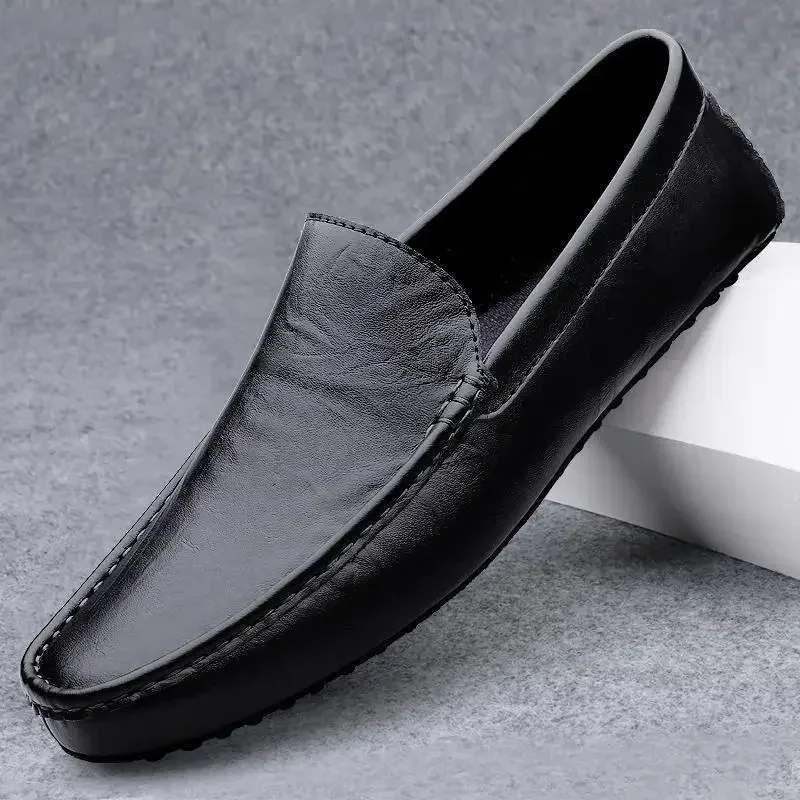 

Leather Shoes Men's Summer Autumn New Style Casual Shoes Men's Leather Soft Bottom Breathable Business Slip-on Non-Slip