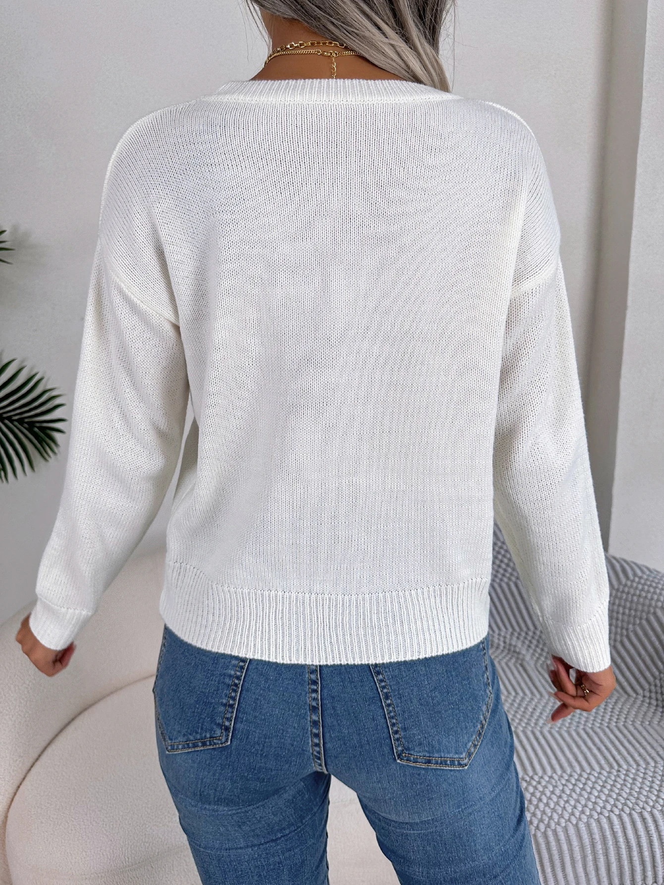 Pink Red Knitted Sweater for Women