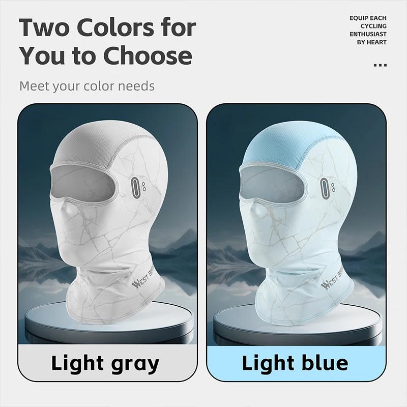 WEST BIKING Summer Cycling Headgear Ice Silk Sunscreen Full Face Mask UPF50+ Anti-UV Photochromic Running Fishing Balaclava Cap 5