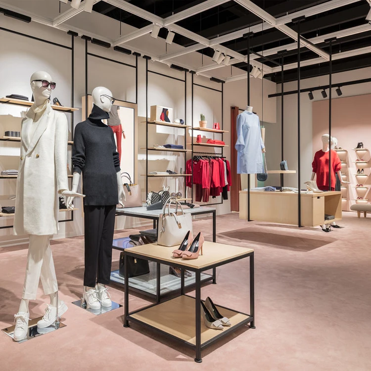 

Ladies garments shop decoration display shelf for clothes store interior design