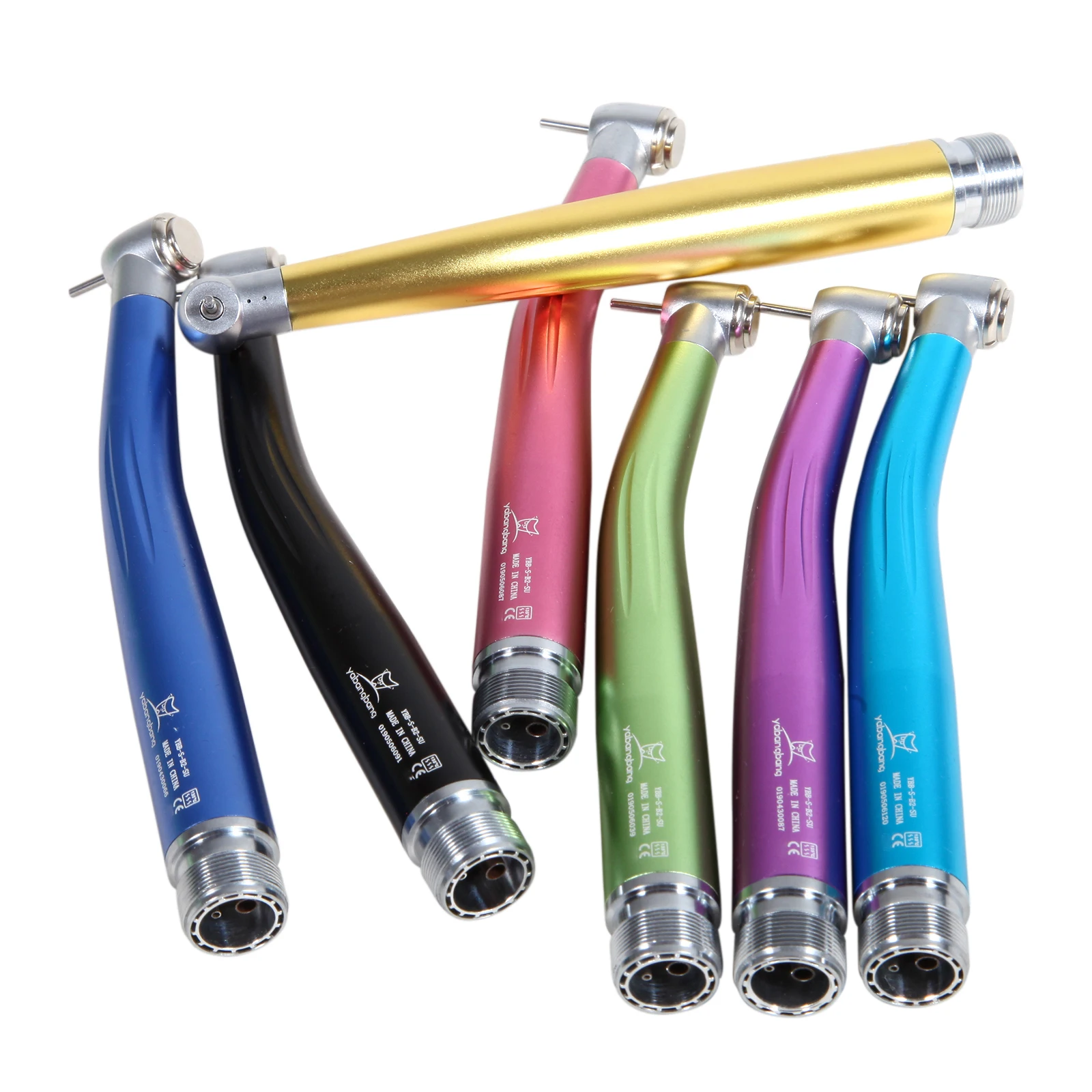 Lot De 5 Turbines Dentaires Haute Vitesse - Bouton Poussoir, Coupleur 4 Trous Rapide