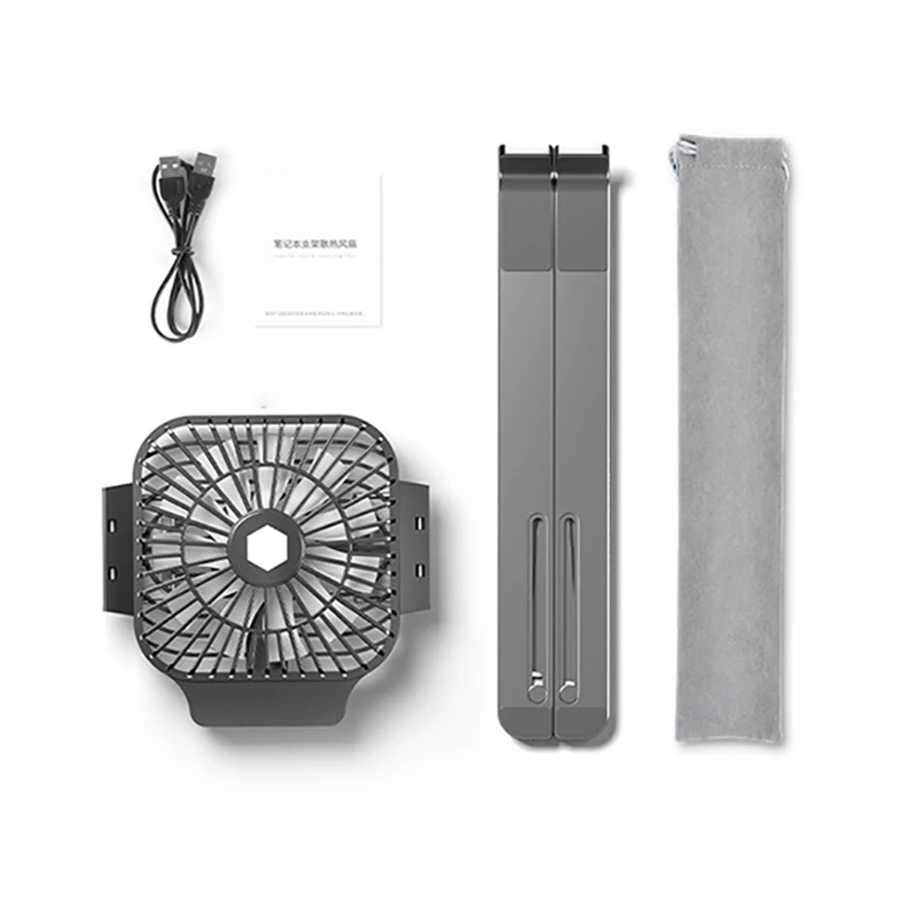 Laptop Stand Aluminum Alloy with Cooling Fan Tablet Cooling Holder Foldable Radiator Support Lift Anti-skid for 11-17 Inch