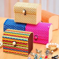 Cute Bamboo Wooden Ring Necklace Earrings Case Makeup Case Holder 6 Colors Cute Jewelry Box Storage Organizer 1