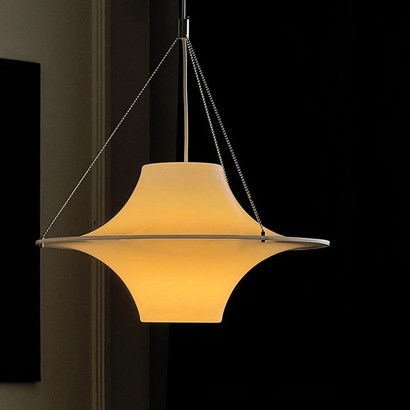 Milky White Flying Saucer Chandelier Dining Table Lamp Medieval Bauhaus Home Decor Study Room Living Room Dining Chandelier