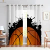 Flame Basketball Sports 3D Printed Curtains Bedroom Living Room Kitchen Decorative Curtains Home Decor 2 Pieces 5