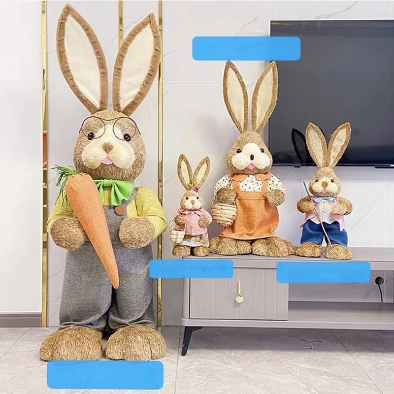 온라인 연예인 거실 바닥 밀짚 토끼 장식, 동물 대형 커플 웨딩 홈 TV 캐비닛 장식 인형